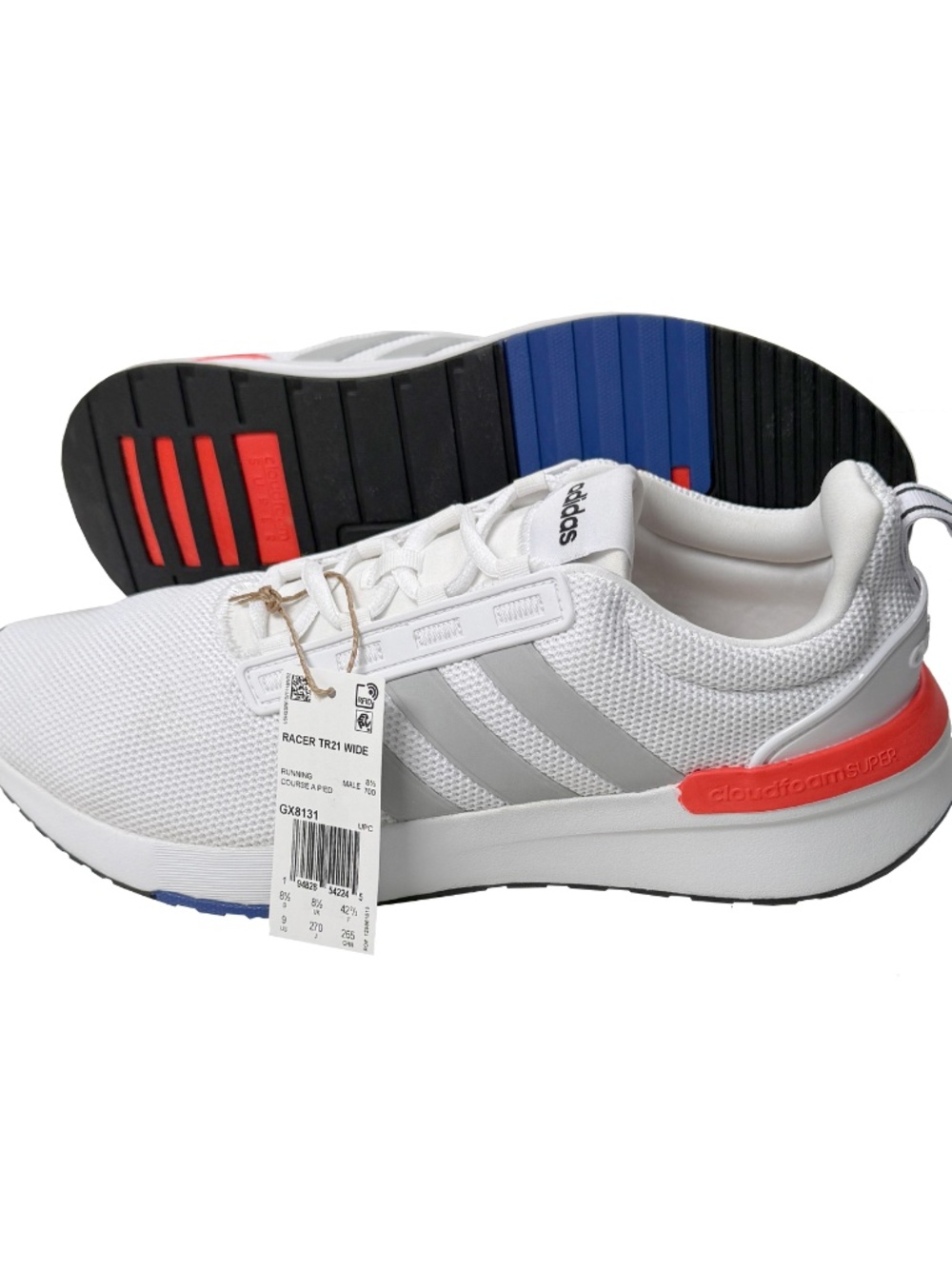 Adidas Racer TR21 Wide Shoes - NEW Mens Size 9 White / Multi - #50005-CL2